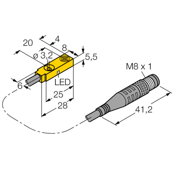 Sensor inductivo BI2-Q5.5-AP6X-0.2-PSG3M